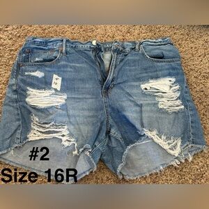 American Eagle Outfitters Blue Distressed Denim Shorts